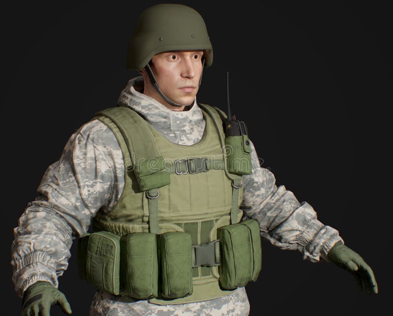 Avatar masculino de profissão de soldado de renderização em 3d