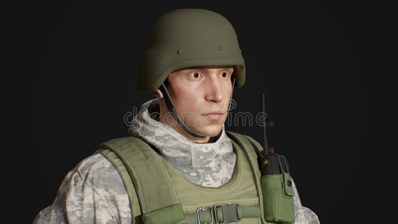 Avatar masculino de profissão de soldado de renderização em 3d