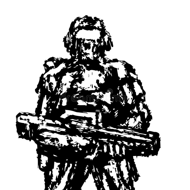 Soldado que se coloca con el rifle de asalto Gráficos de vector ilustración del vector Soldado que se coloca con el rifle de asalto Gráficos de vector ilustración del vector