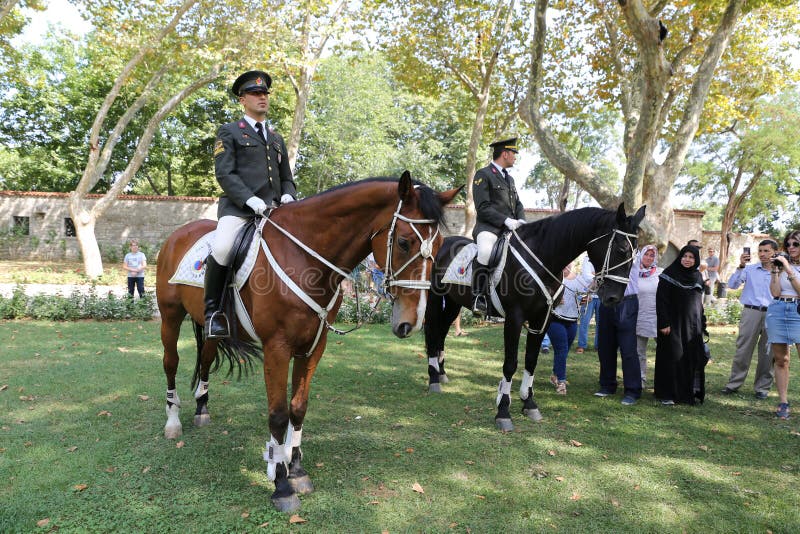 Soldados da cavalaria no palácio de Topkapi imagens de stock Soldados da cavalaria no palácio de Topkapi imagens de stock
