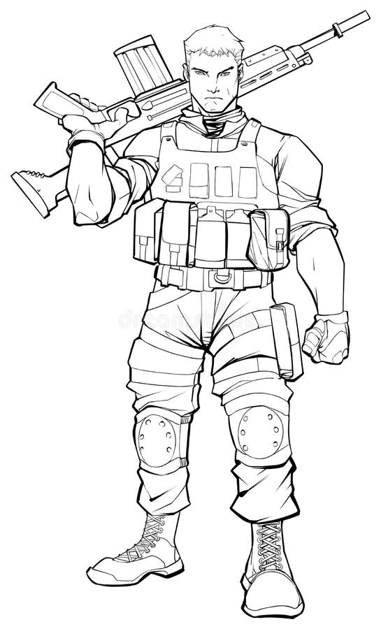 Soldat Line Art lizenzfreie abbildung Soldat Line Art lizenzfreie abbildung