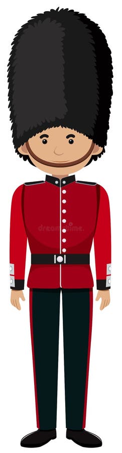 Soldato britannico reale Uniform su fondo bianco illustrazione di stock Soldato britannico reale Uniform su fondo bianco illustrazione di stock