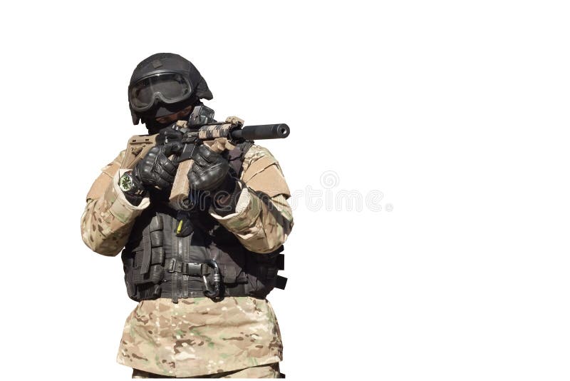 Soldato delle forze speciali, isolato su bianco
