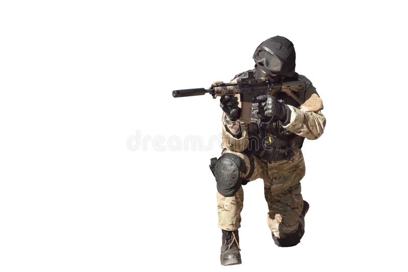 Soldato delle forze speciali, isolato su bianco immagini stock libere da diritti Soldato delle forze speciali, isolato su bianco immagini stock libere da diritti
