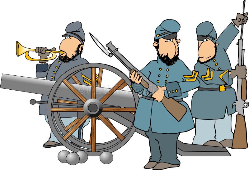 Soldats et canon de guerre civile
