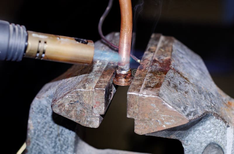 Blow Torch Flame and Copper Pipe Stock Photo Image of close, blaze