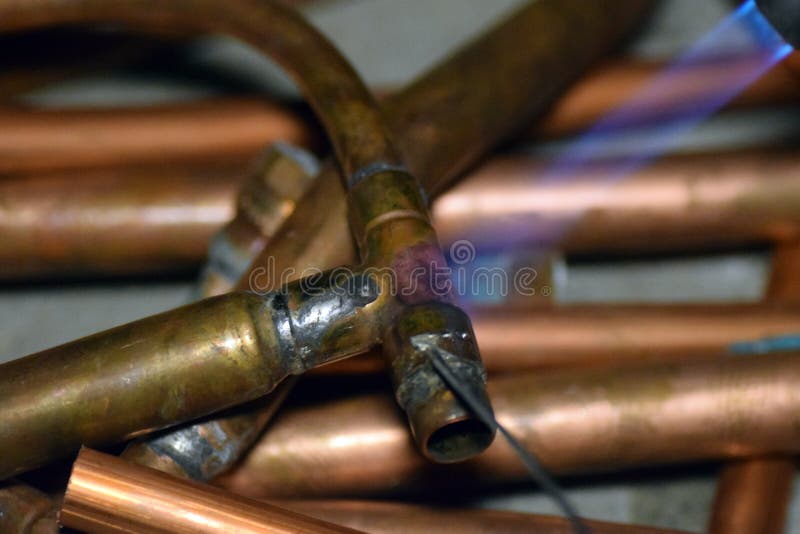 Solder Copper Pipe. stock photo. Image of piping, plumber 102657242