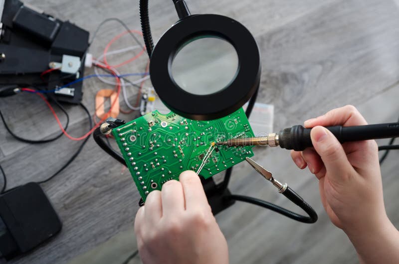 Repair of Electronic Devices, Tin Soldering Parts Stock Image Image