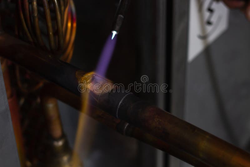 Soldering Copper Pipe Gas Burner Stock Image Image of wood, black
