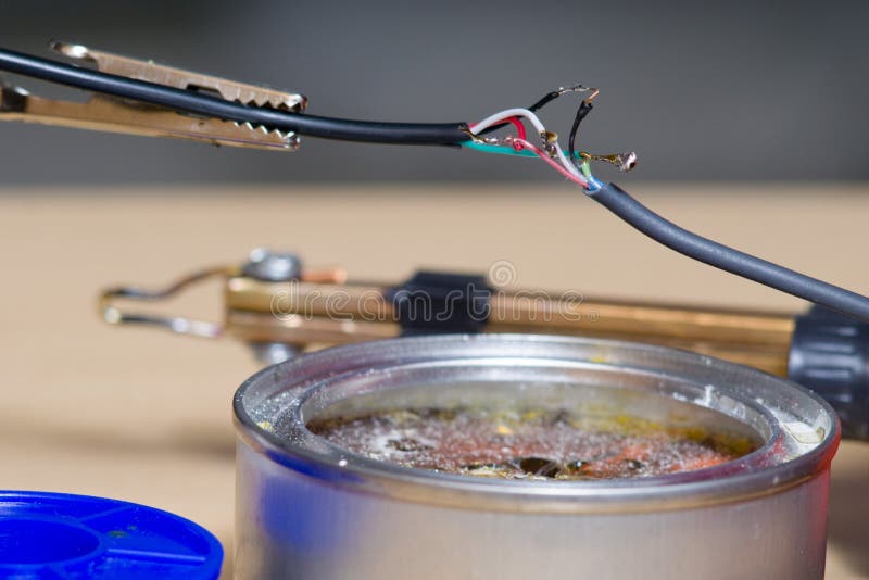Soldering of Electronic Wires Stock Photo Image of color, connection