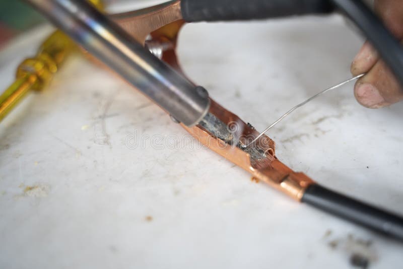 Soldering Machine that Connecting Electricity between the Wires and Steel Stock Image Image of