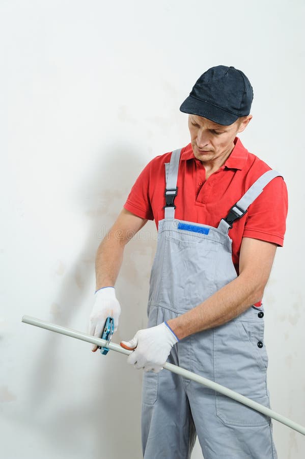 Soldering plastic pipe. stock photo. Image of heat, installation 78887634