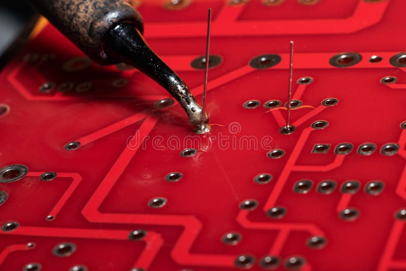 Soldering Process on a Printed Circuit Board Stock Image Image of