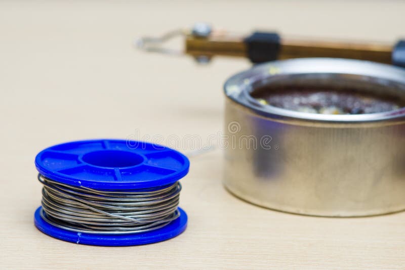 Soldering Tools, Tin, Soldering Iron, Rosin. Stock Image Image of