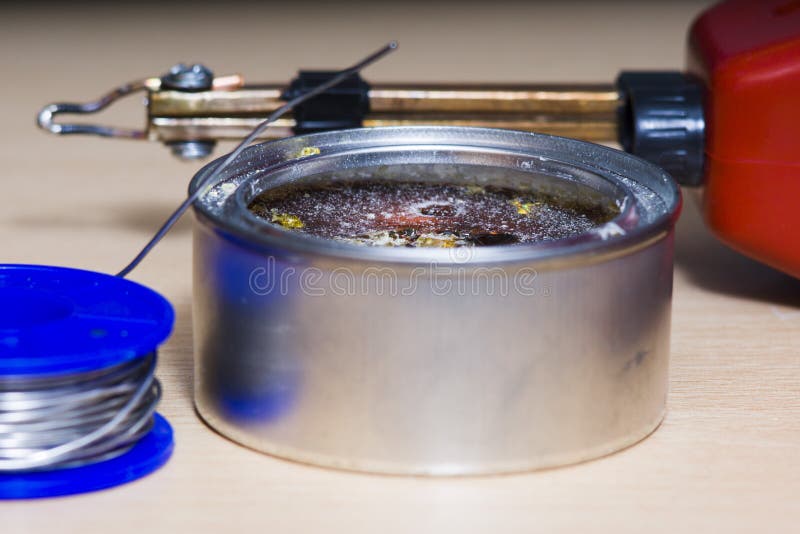 Soldering Tools, Tin, Soldering Iron, Rosin. Stock Image Image of