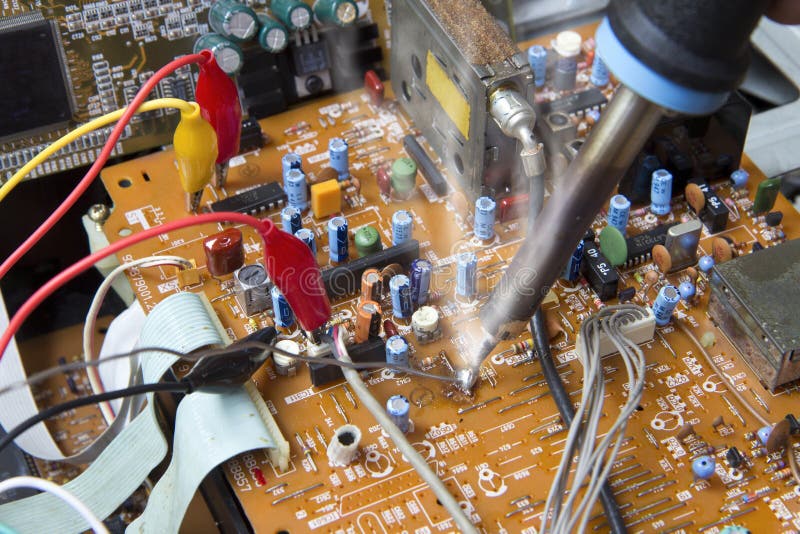 Soldering working on electronic boards