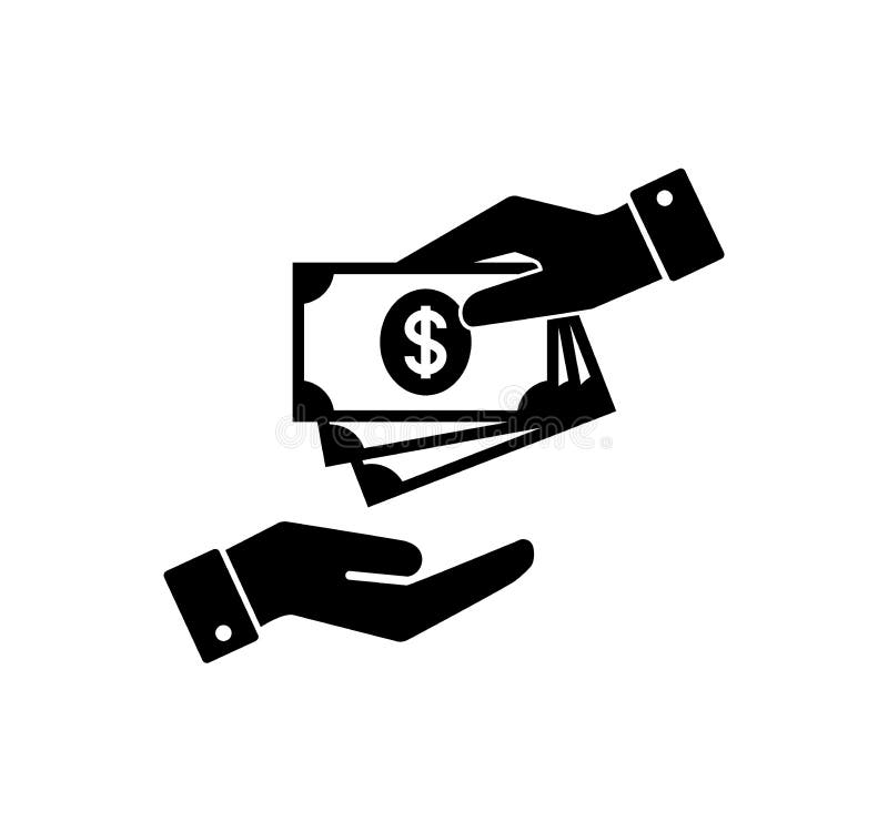 Soldi della tenuta della mano Mano con le banconote Pagamento in contanti e ricevere l'icona dei soldi illustrazione di stock