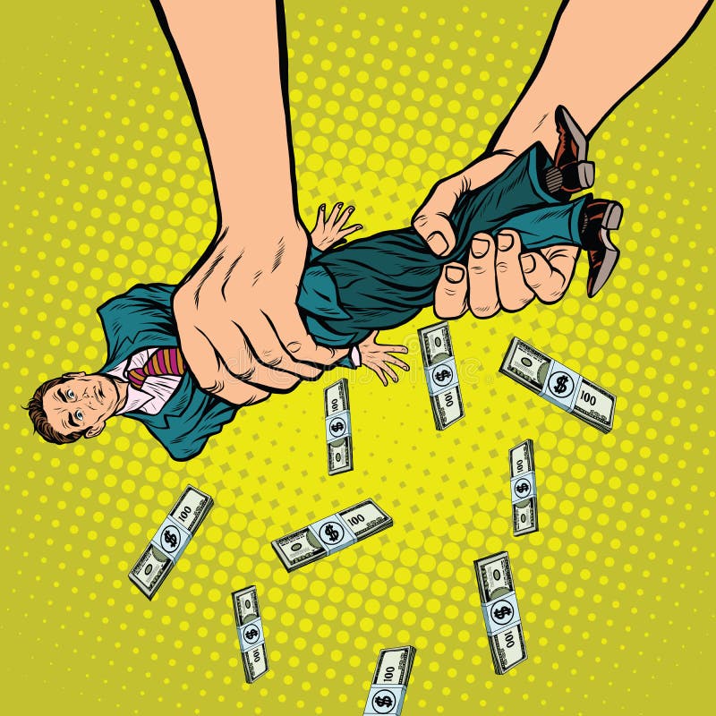 Soldi femminili degli uomini di compressione delle mani royalty illustrazione gratis Soldi femminili degli uomini di compressione delle mani royalty illustrazione gratis