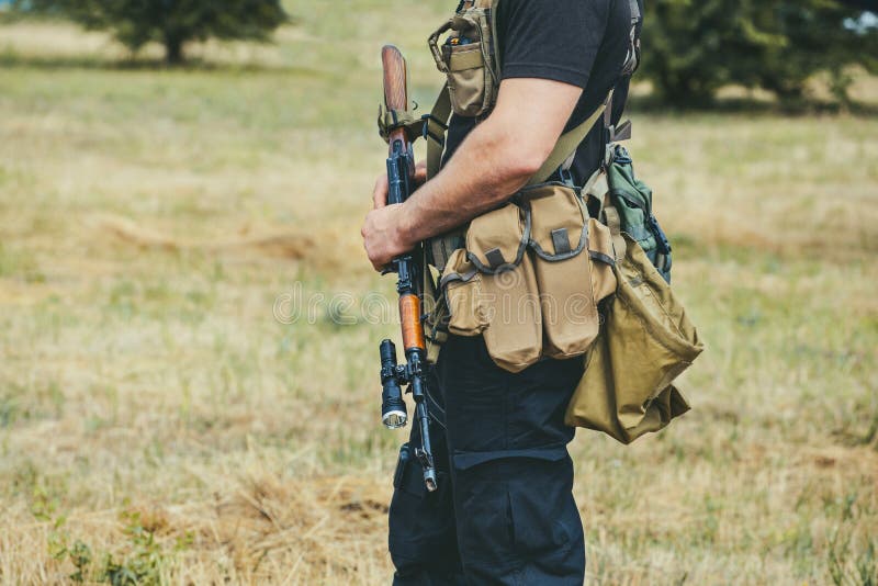 Soldier with a gun in the hands