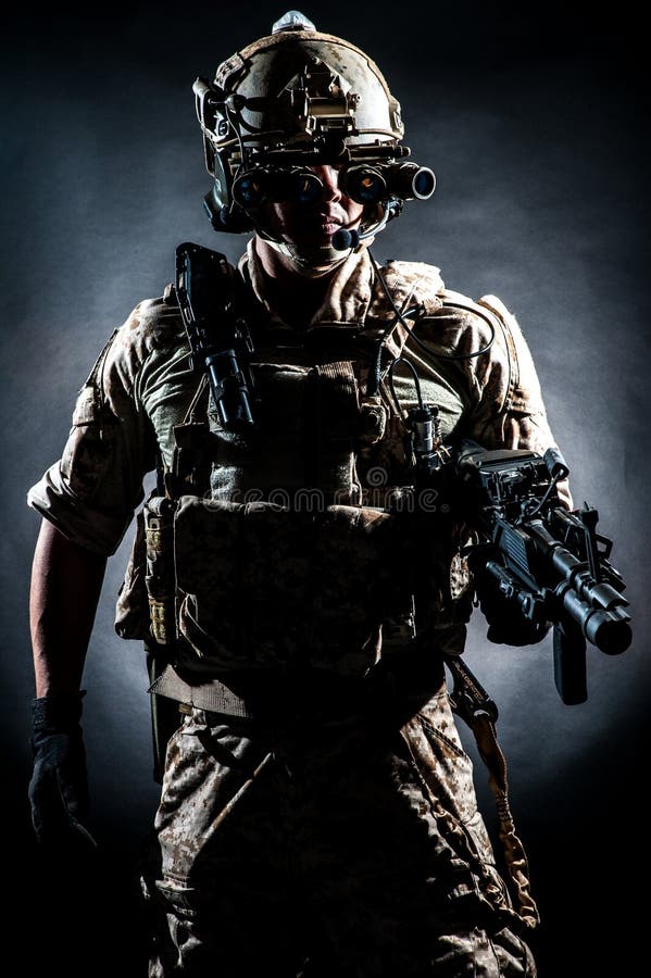 Soldier Man Hold Machine Gun Style Fashion Stock Image - Image of glove ...