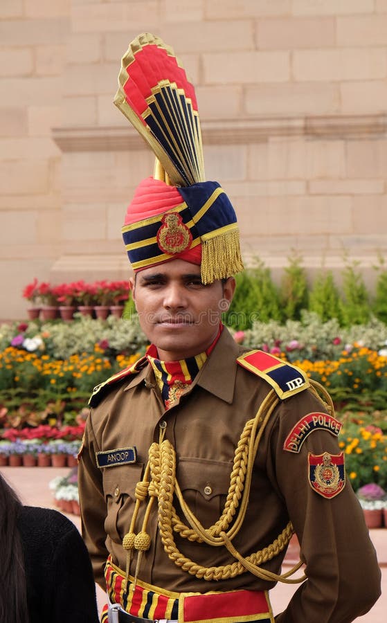 Soldier in Parade Uniform at the India Gate, Delhi Editorial Stock