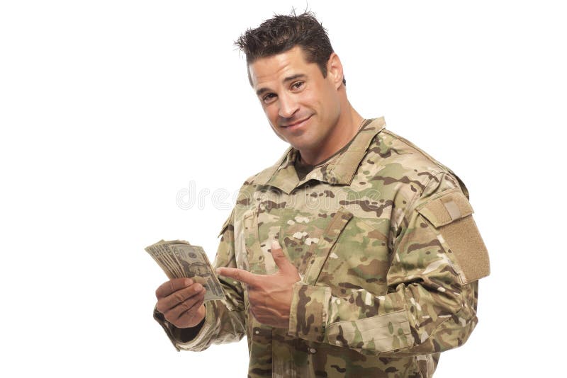 Soldier showing money royalty free stock images Soldier showing money royalty free stock images