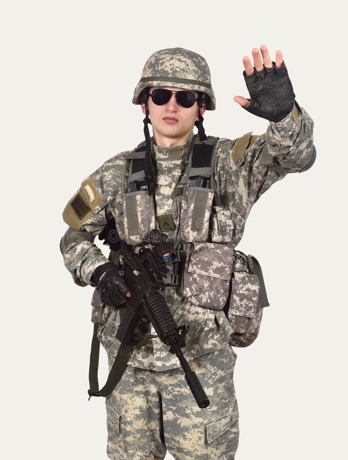 Soldier Showing Stop Symbol Stock Photo - Image of sergeant ...