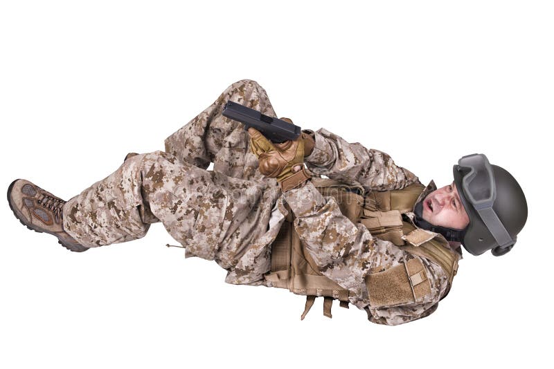 Lying Down Soldier White Background Stock Photos Free & RoyaltyFree
