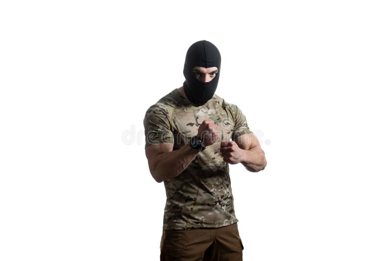 Man Ready To Fight Isolated on White Background Stock Image - Image of ...