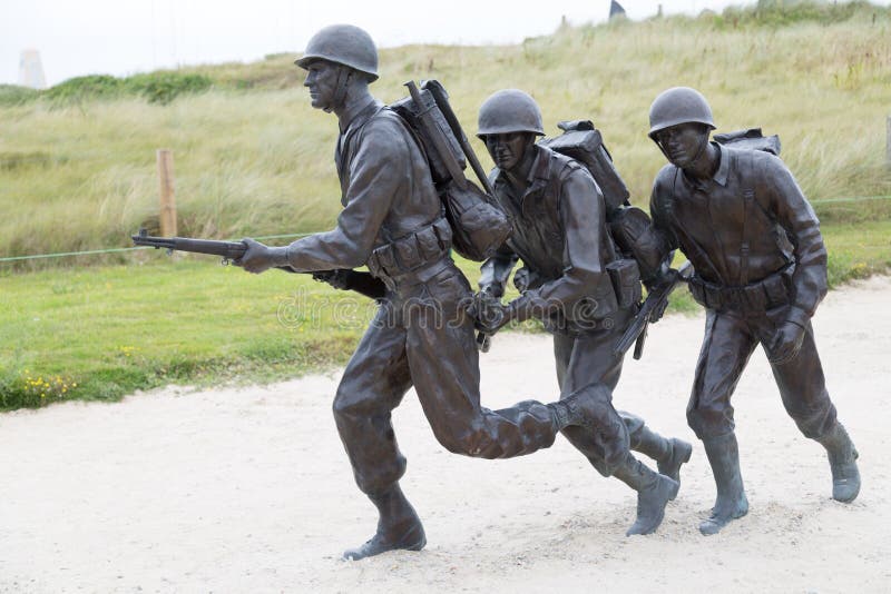 Soldiers in Utah Beach stock photo
