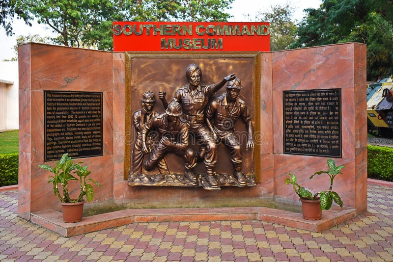 Soldiers war sculpture wall relief at Museum - National War Memorial Southern Command Pune