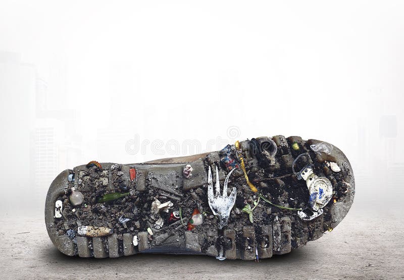 Sole of the Shoe with Dirt and Garbage Stock Image Image of problem