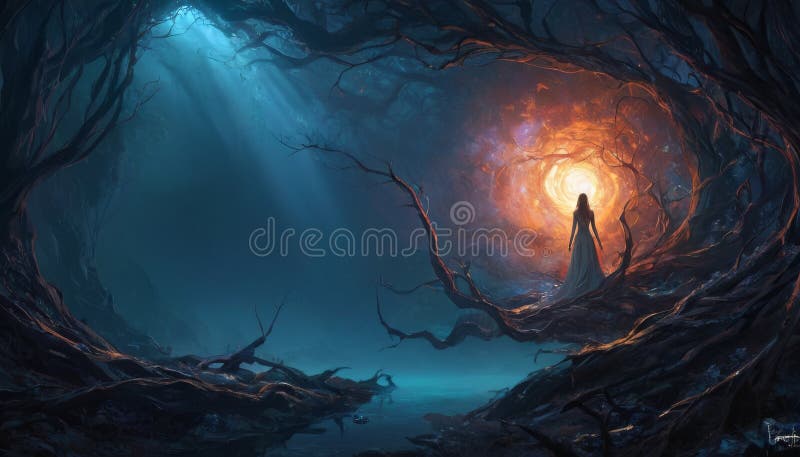 Solemn Guardian at Cosmic Gateway stock photo