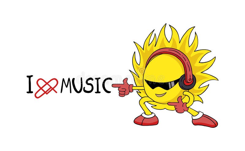 Solen och jag älskar musikmeddelandet vektor illustrationer Solen och jag älskar musikmeddelandet vektor illustrationer