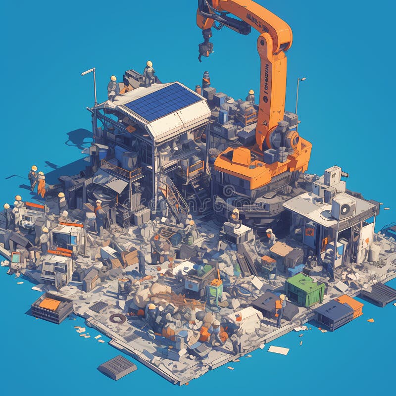 Solenergi från avancerad byggarbetsplats vektor illustrationer