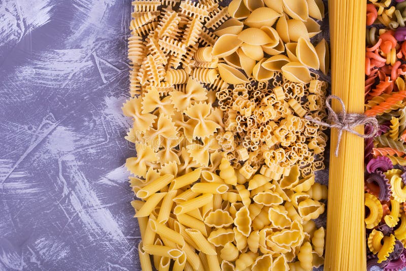 Solid And Colored Pasta, Place For Text Stock Image - Image of fresh