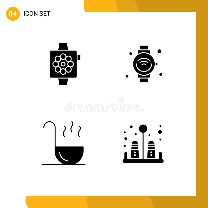 4 Solid Glyph concept for Websites Mobile and Apps apple, kitchen, watch, internet of things, spoon royalty free illustration 4 Solid Glyph concept for Websites Mobile and Apps apple, kitchen, watch, internet of things, spoon royalty free illustration