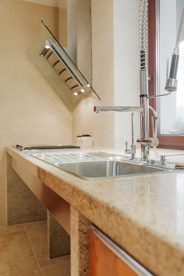 Solid Kitchen Sink and Worktop Stock Photo Image of design