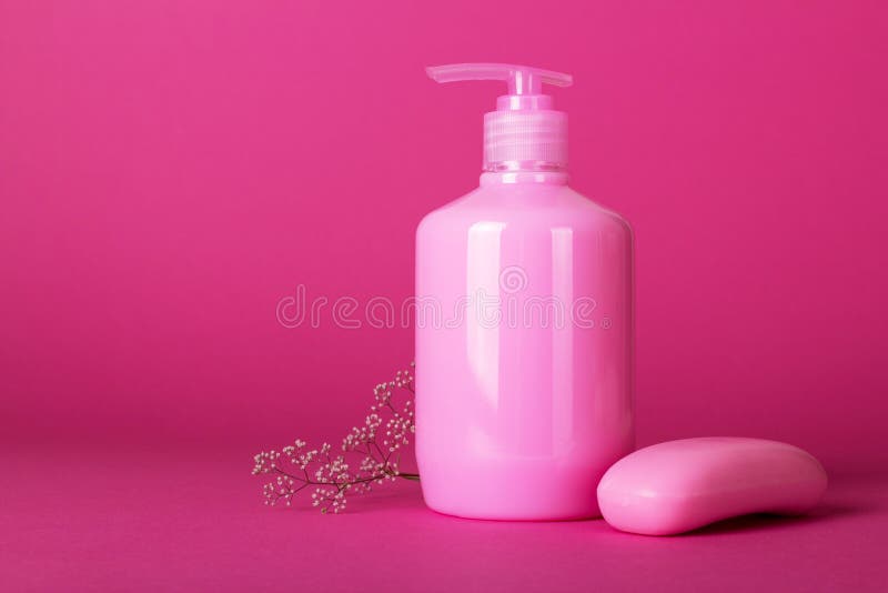 Solid and Liquid Soap in a Bottle with a Dispenser, Pink on Pink