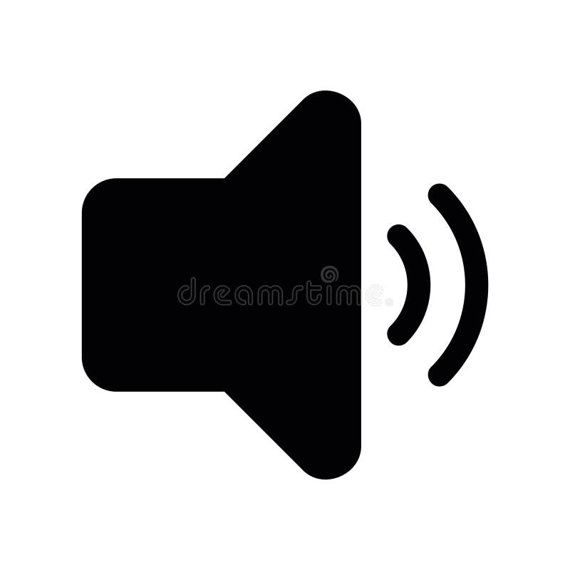 Solid speaker icon emitting sound waves indicating audio output or volume level royalty free illustration