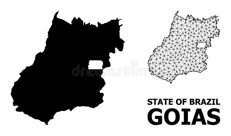 Solid and Wire Frame Map of Goias State vector illustration