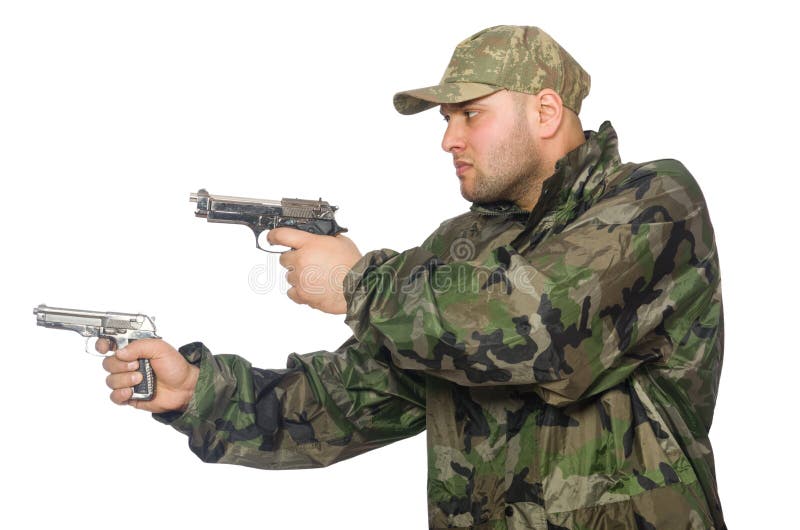 Solider mienia pistolet obraz stock Solider mienia pistolet obraz stock