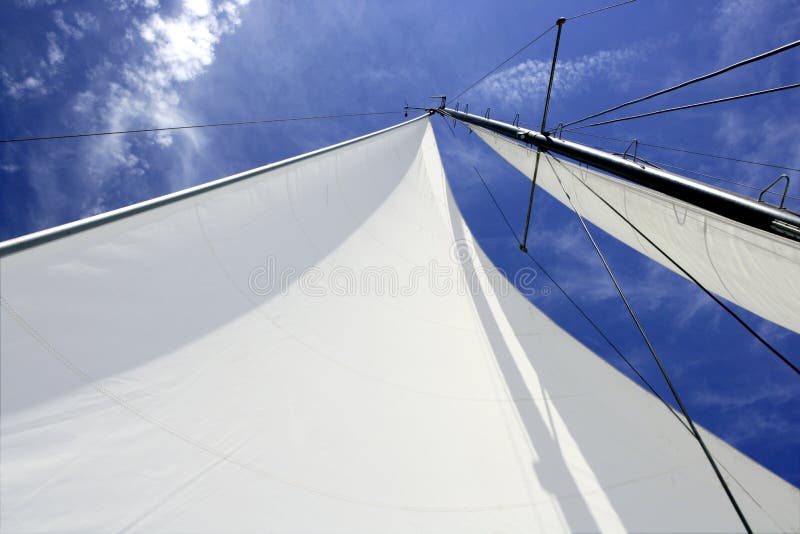 Sailboat sailing blue sea on sunny summer day in Mediterranean. Sailboat sailing blue sea on sunny summer day in Mediterranean