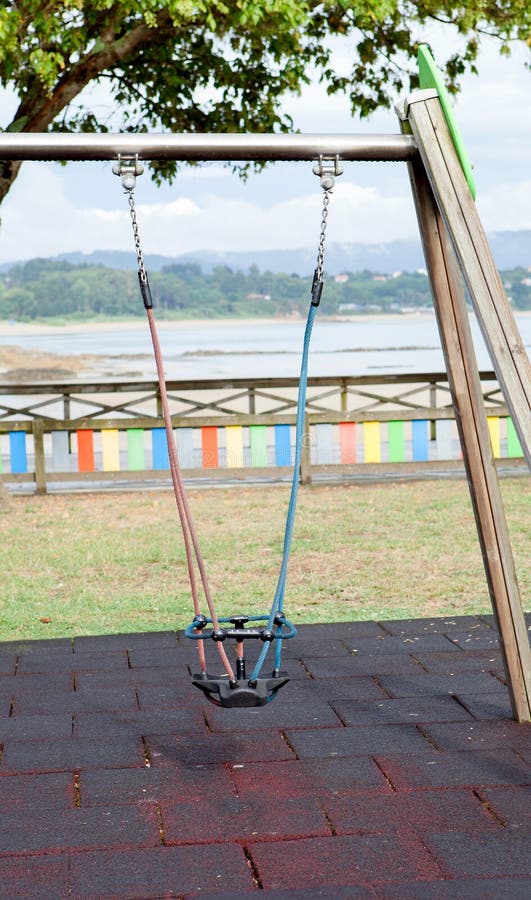 Solitaire Swing in a Playground on the Coast Stock Image Image of