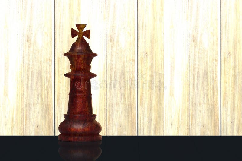 A solitary king piece from a chess set made of wood. Chess championship