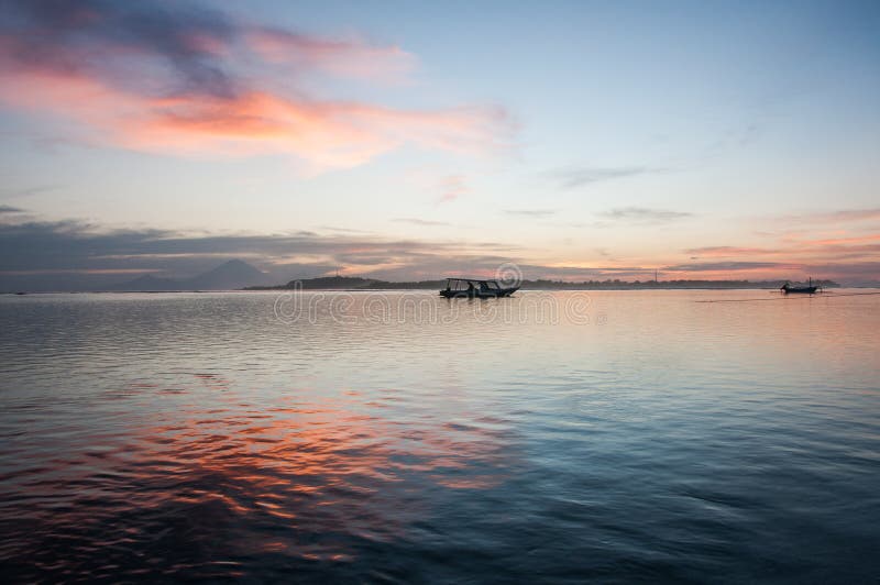 Solnedgång på Gili Air, Lombok arkivfoto Solnedgång på Gili Air, Lombok arkivfoto
