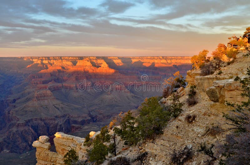 Solnedgång på Grand Canyon arkivfoton Solnedgång på Grand Canyon arkivfoton