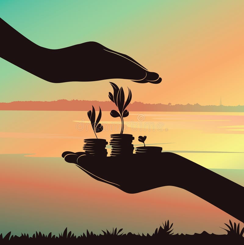 Solnedgångbakgrund med floden Kontur av mannen i fartygrodd stock illustrationer Solnedgångbakgrund med floden Kontur av mannen i fartygrodd stock illustrationer