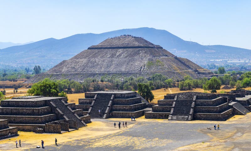 The Sun Pyramid and minor temples without people in Teotihuacan, Mexico City, Mexico. The Sun Pyramid and minor temples without people in Teotihuacan, Mexico City, Mexico.