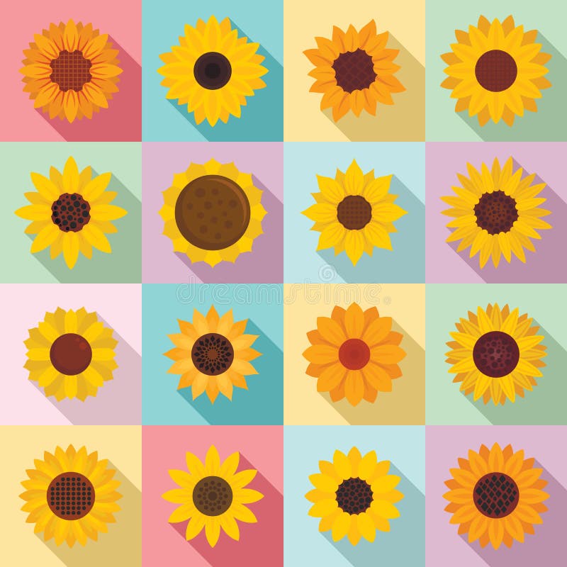 Solrossymbolsuppsättning, plan stil stock illustrationer Solrossymbolsuppsättning, plan stil stock illustrationer